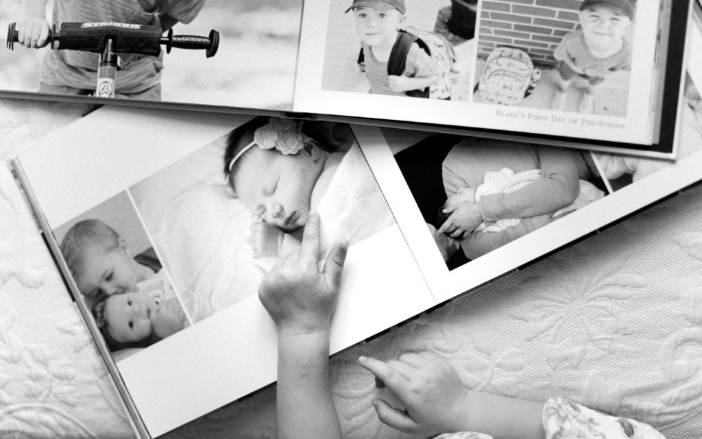 Black and White Baby Photo Album Saratoga Springs, NY Wedding Photographer