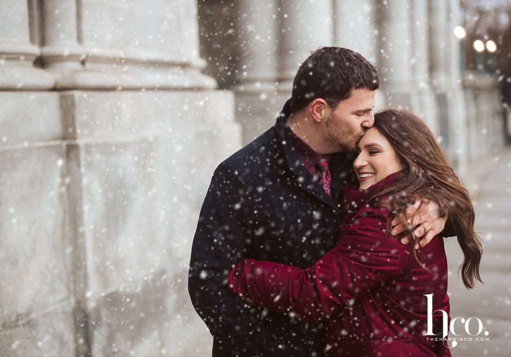 Snowy Downtown Engagement Session Saratoga Springs, NY Wedding Photographer